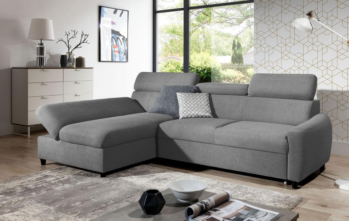 ECKSOFA L Form Olettio Mini Grau 260/170/96 cm Links mit Schlaffunktion - Schwarz/Grau, Kunststoff/Textil (170/260cm) - AX Living
