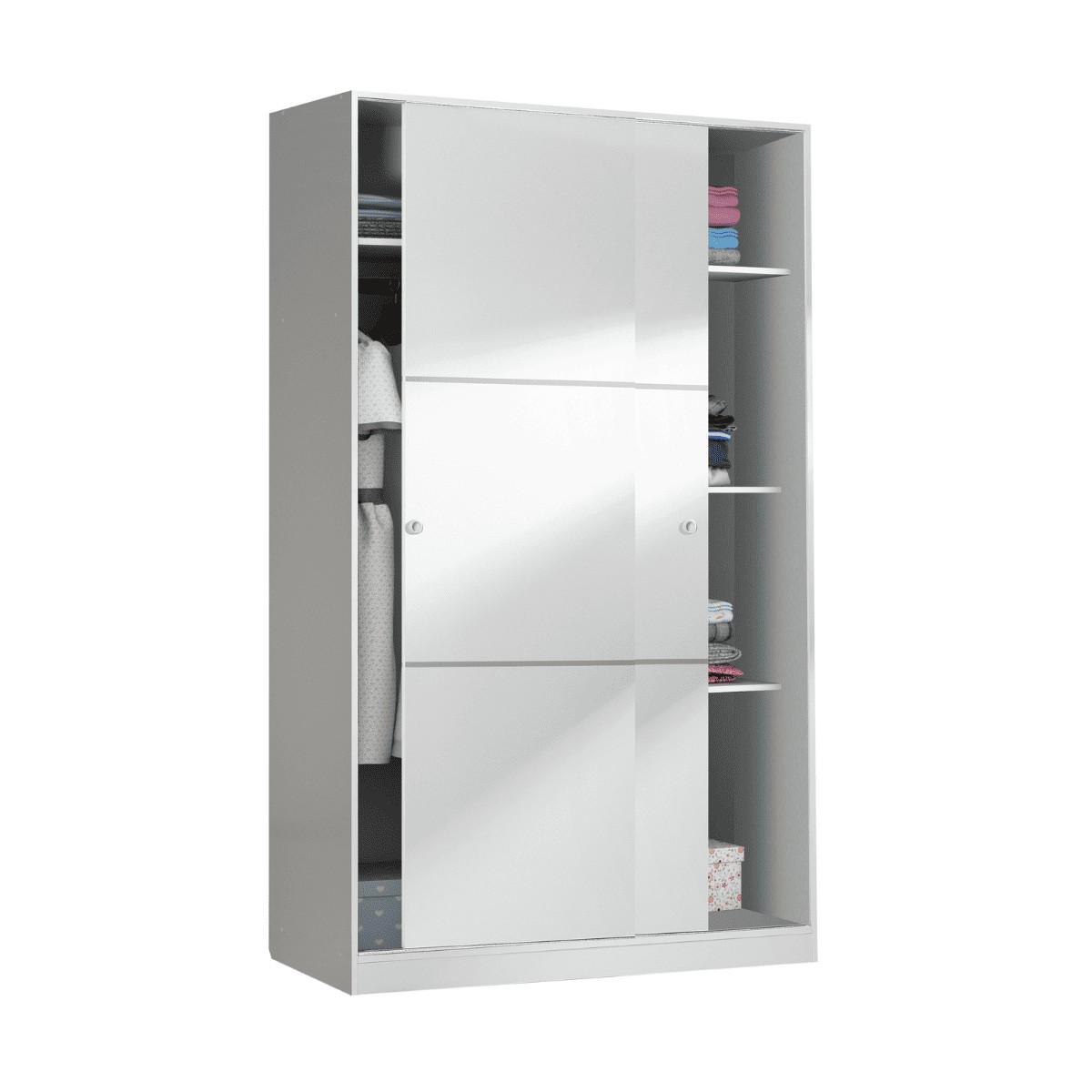 SCHRANK mit 2 Schiebetüren, Weiß 120/200/50 cm - Weiß, Holzwerkstoff (120/200/54cm) - Calicosy