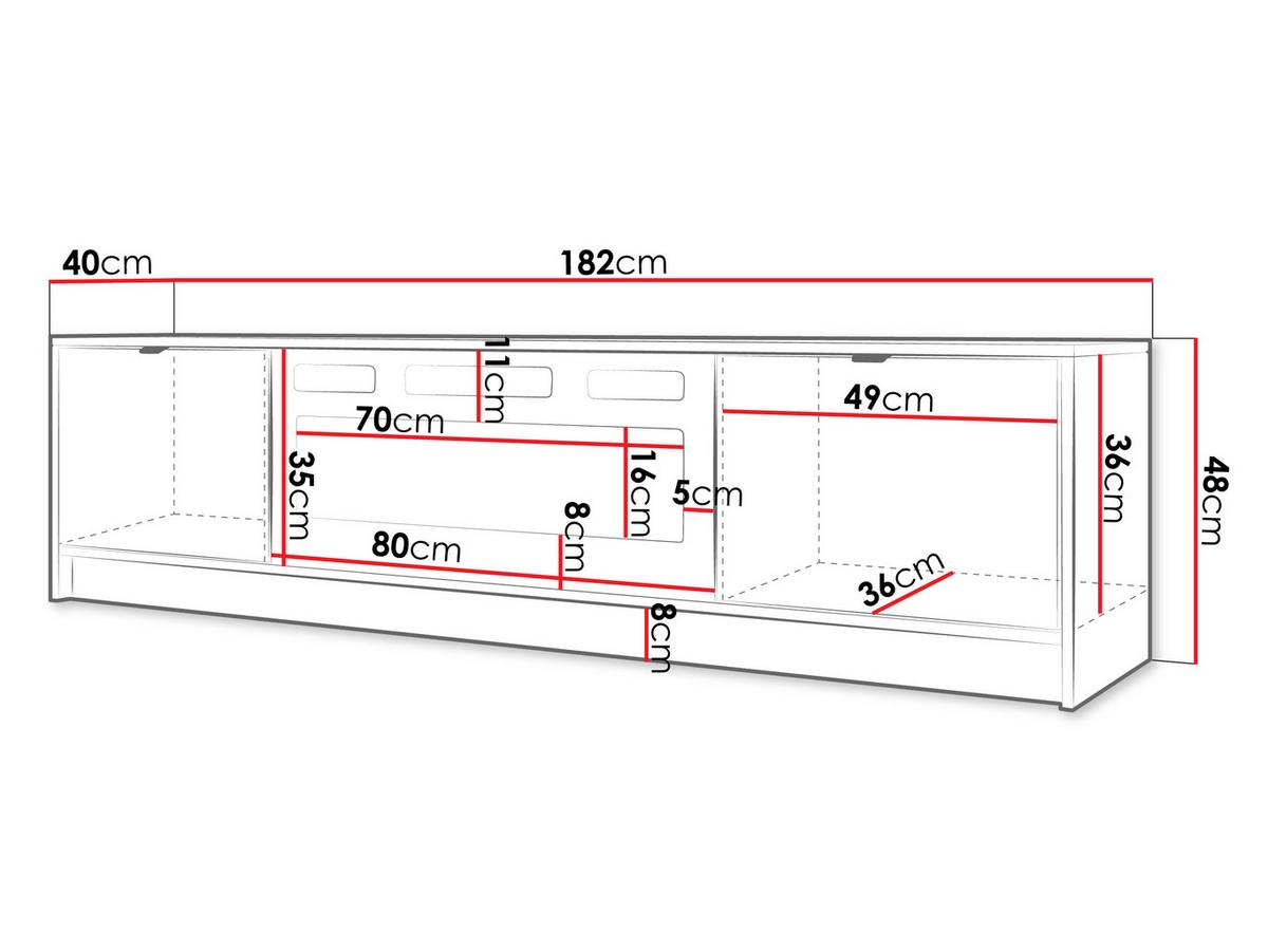 TV-LOWBOARD Tireno EF mit Elektrische Kamin - Goldfarben/Schwarz, Holzwerkstoff/Metall (182/48/40cm) - MIRJAN24