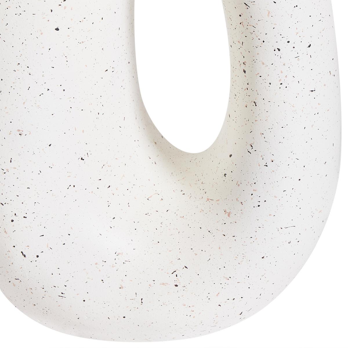 BEISTELLTISCH 42/28 cm Terrazzo Optik Cremeweiß Idro - Weiß, Keramik (42/28/46cm) - Beliani