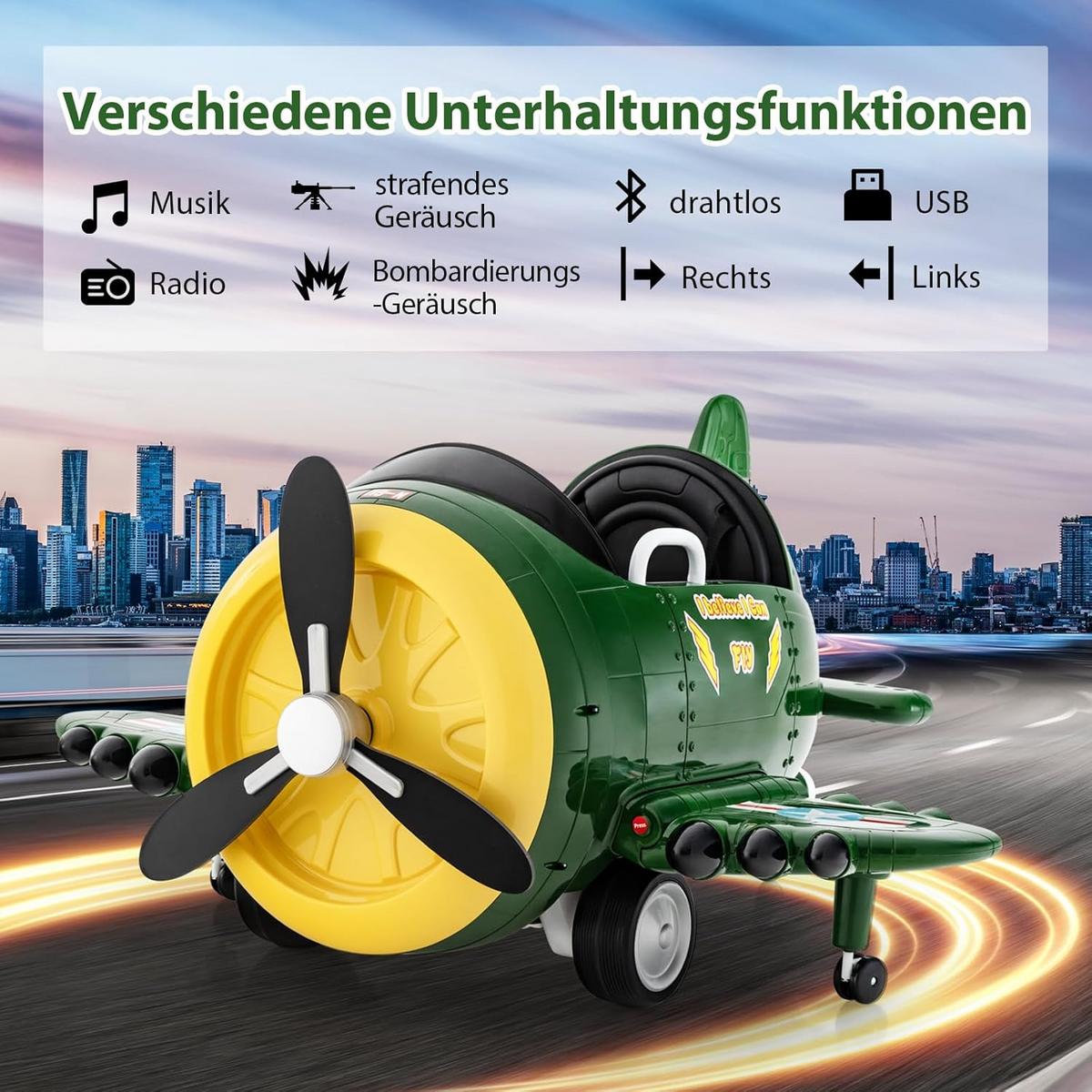 ELEKTROAUTO Kinder Grün - Grün, Kunststoff (124/62/100cm) - COSTWAY