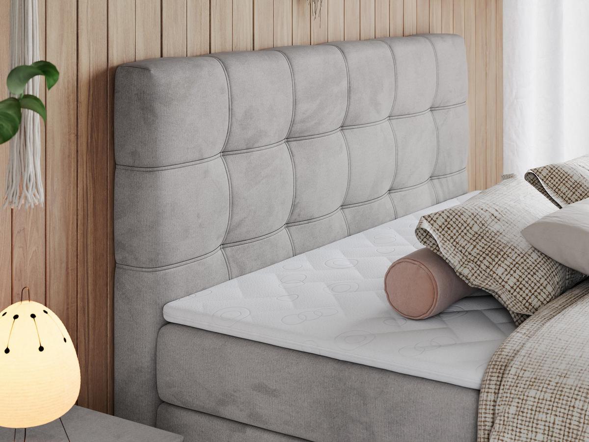 BOXSPRINGBETT ERNI KING 140/200 Hellgrau Velvet - H3 - Hellgrau, Holz/Textil (140/200cm) - MKS