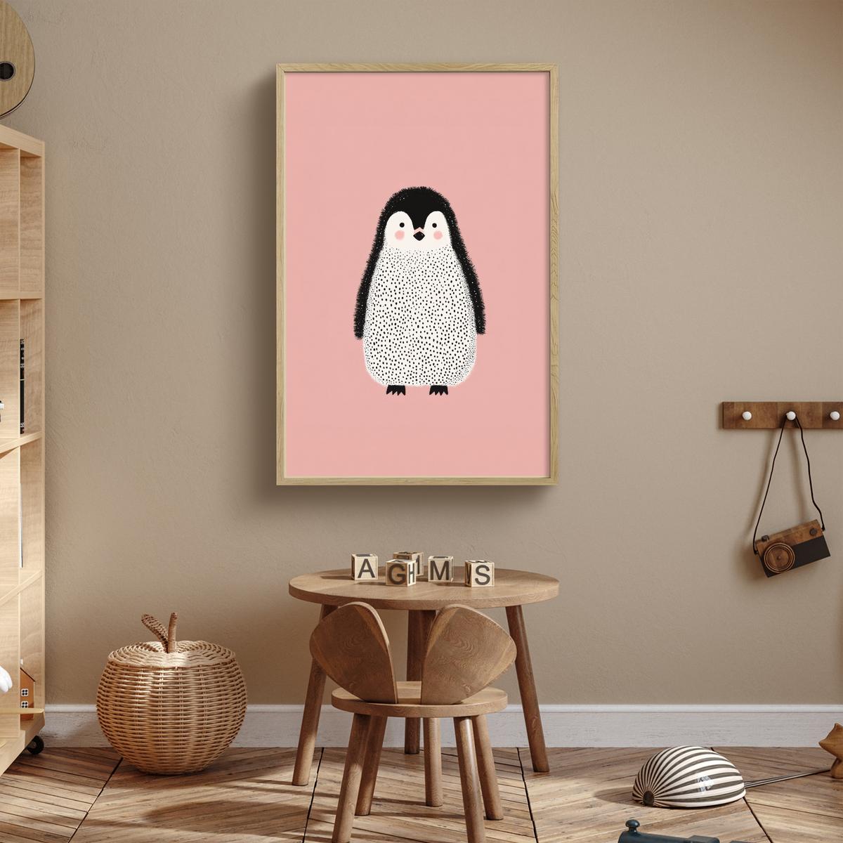 WANDLEUCHTE MIT AKKU Pinguin - Punkte - Minimalistisch - Rosa 60x90 cm - Rosa, Holzwerkstoff (60/90/8cm) - OnlyWow