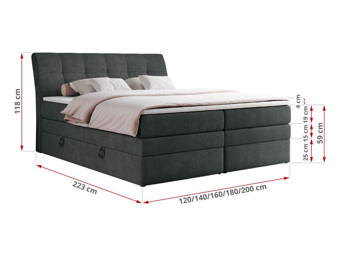 BOXSPRINGBETT GOLD-10 KING 160/200 Dunkelgrau Struktur - H4 - Dunkelgrau, Holz/Textil (160/200cm) - MKS