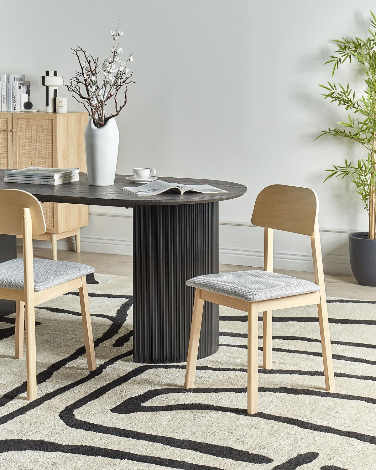 ESSZIMMERSTUHL 2er-Set Hellgrau Scandia - Beige/Hellgrau, Holz (40/82/46cm) - Beliani