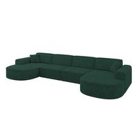 WOHNLANDSCHAFT MARI-U2 - 388x171x79 cm Grün Velours - Schwarz/Grün, Holzwerkstoff/Kunststoff (388/79/171cm) - ALTDECOR