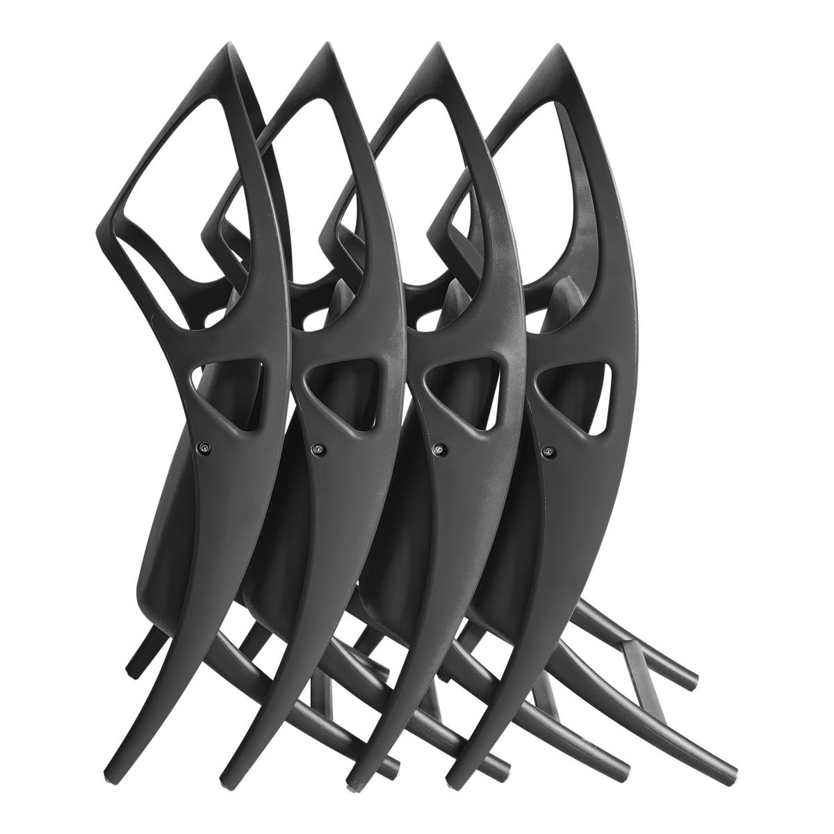 GARTENSTUHL 4er-Set Schwarz Nemi - Schwarz, Kunststoff (59/80/53cm) - Beliani