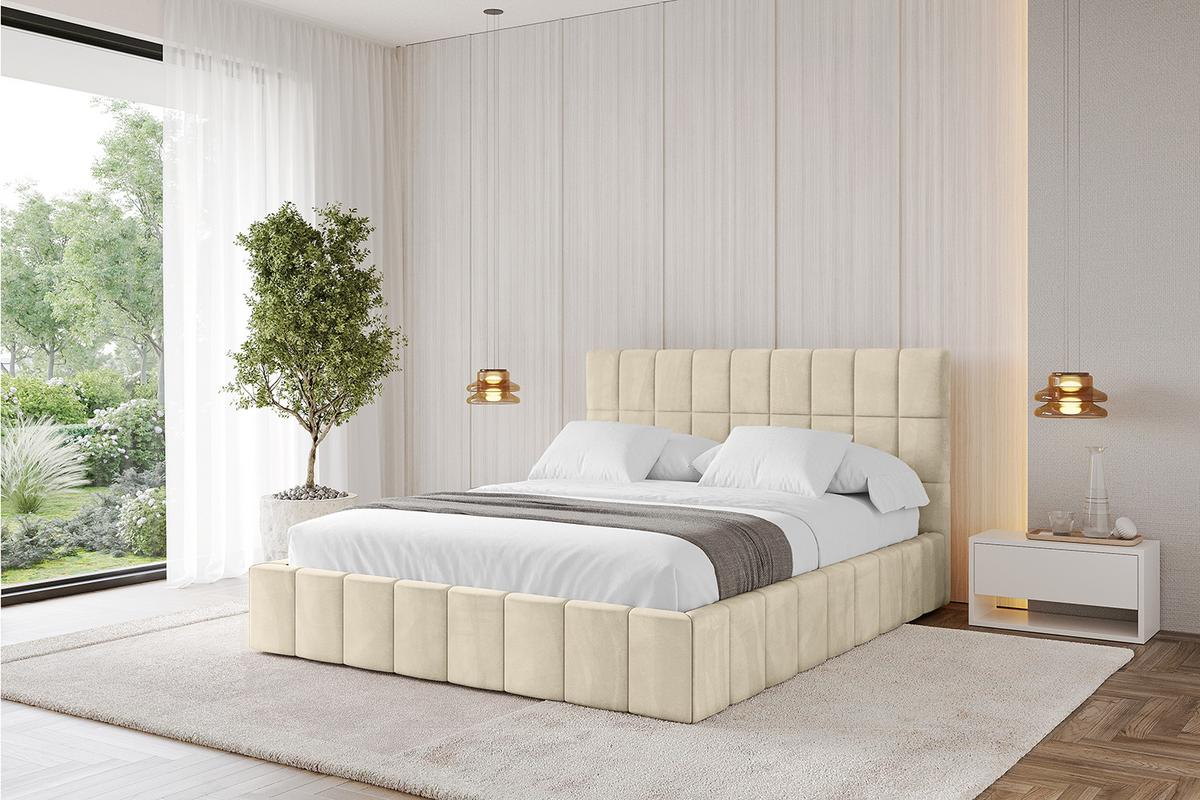 POLSTERBETT mit Bettkasten und Lattenrost, Boxbett ohne Matratze - AMEA 160x200 Beige - Ecru, Holzwerkstoff/Textil (160/200cm) - ALTDECOR