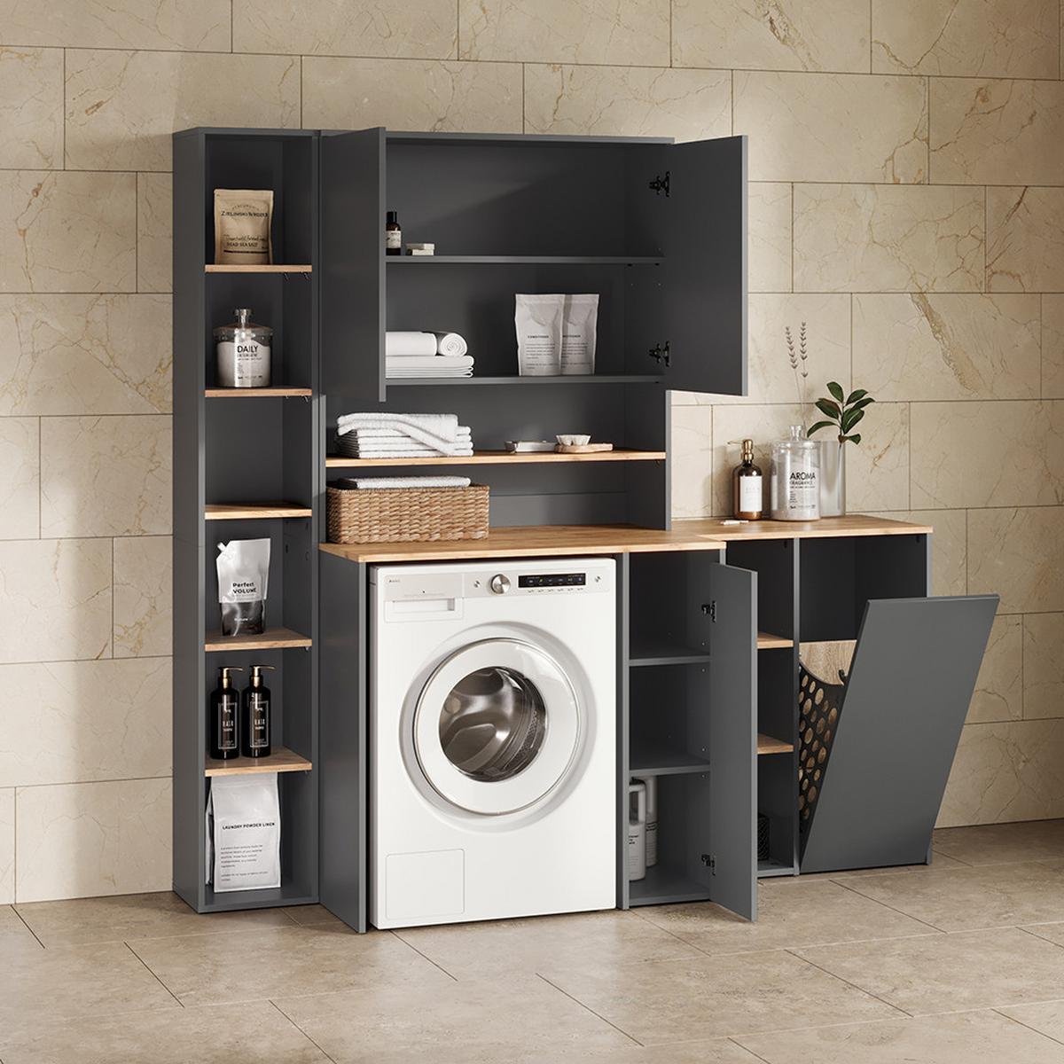WASCHMASCHINENSCHRANK Paolina Anthrazit/Goldkraft Eiche 93.6 x 100.4 cm - Honigeiche/Anthrazit, Holzwerkstoff (93.6/100.4/29cm) - Livinity®