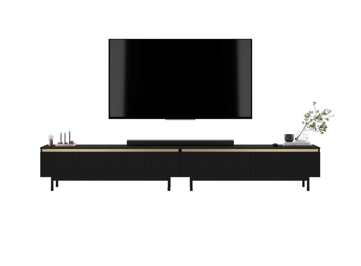 TV-LOWBOARD 2er-Set Selene Schwarz matt 280 cm mit Metallrahmen - Schwarz, Holzwerkstoff/Metall (280/44/35cm) - Meble Lindner
