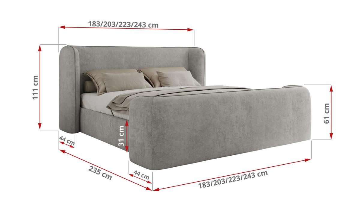 POLSTERBETT EMORA CLASSIC DUO 140/200 - Hellgrau Strukture - Pocket-Matratze - Hellgrau, Textil (140/200cm) - MKS