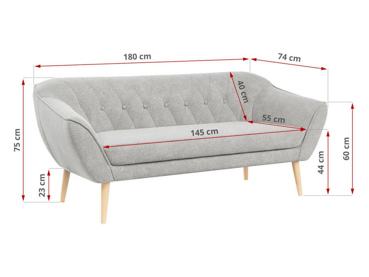 SOFA Pirs 3 Sitzer Strukture Hellgrau - Hellgrau/Braun, Holz/Textil (180/75/74cm) - MKS