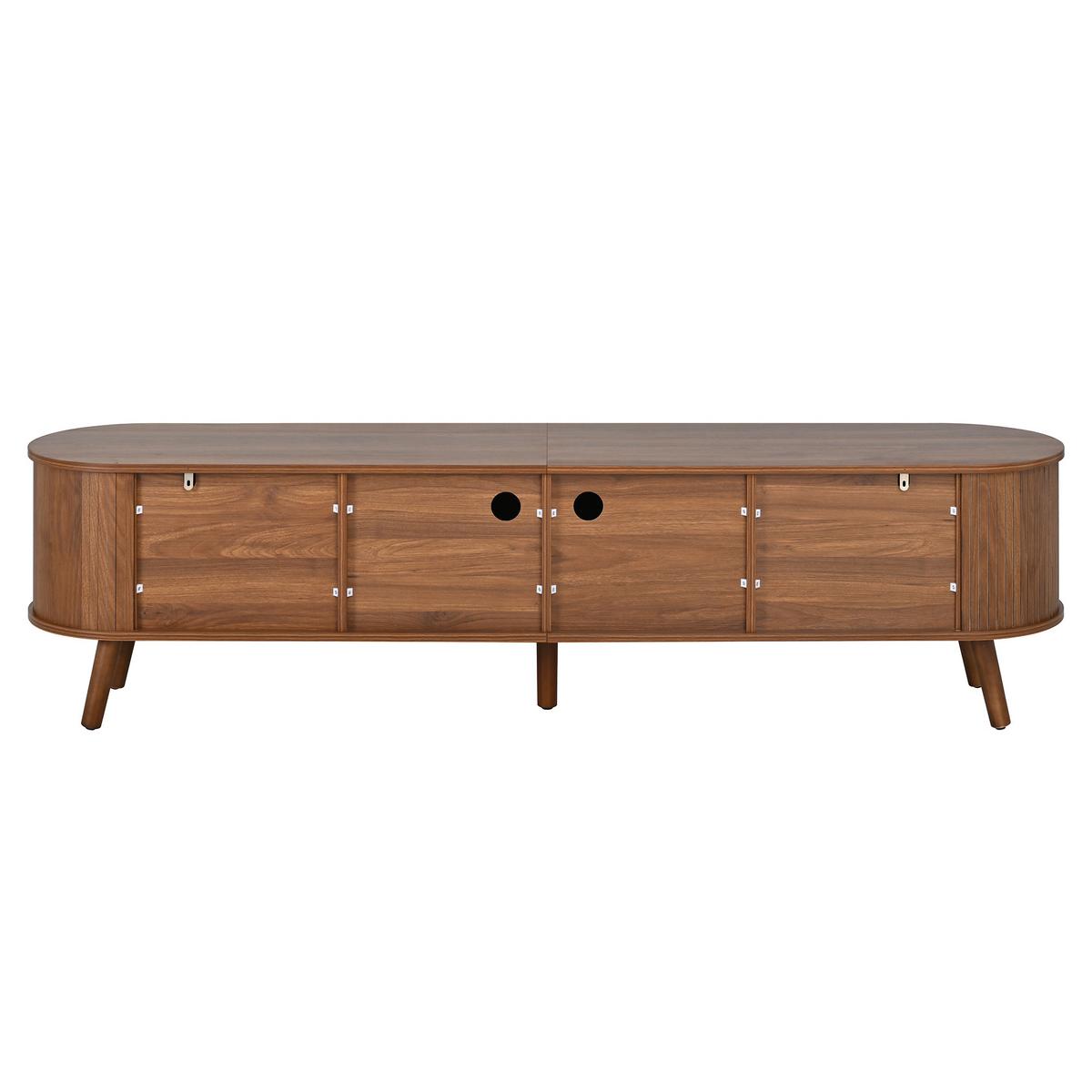 TV LOWBOARD Spiegel Holzoptik Hochschrank Stauraum - Walnussfarben, Holzwerkstoff (180/47/38cm) - Urban Meuble