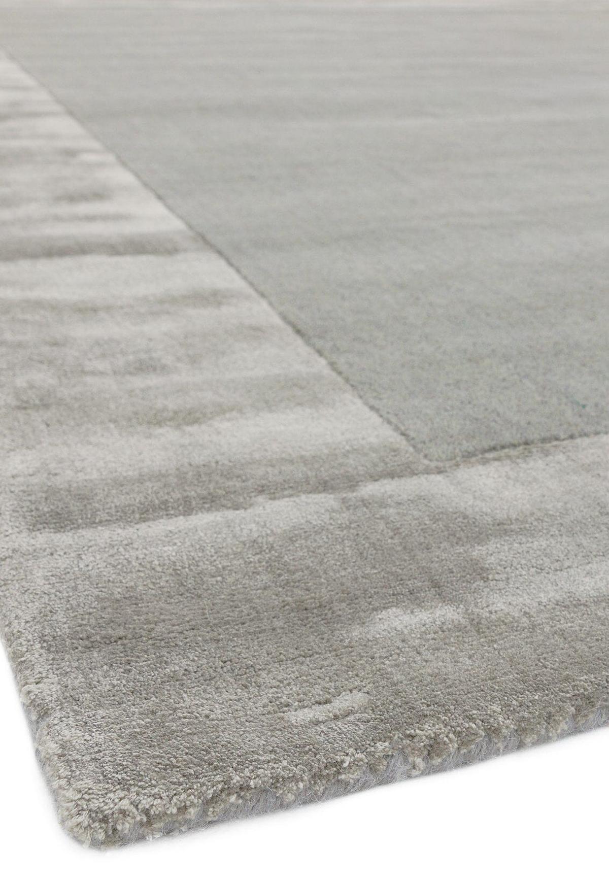 WOLLTEPPICH handgewebt TYNE, mit Bordüre, Silber, 120 x 170 cm - Silberfarben, Textil (120/170cm) - KADIMA DESIGN