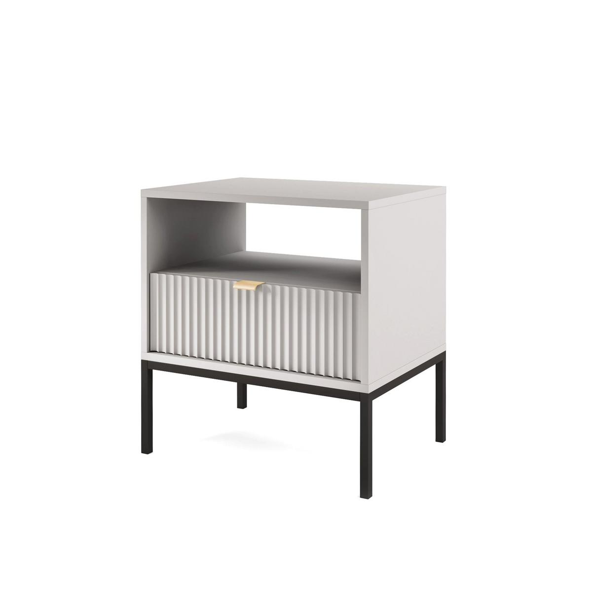 NACHTSCHRANK Vellore Grau mit Metallbeinen 54 cm - Goldfarben/Schwarz, Holzwerkstoff/Metall (54/56/39cm) - Selsey