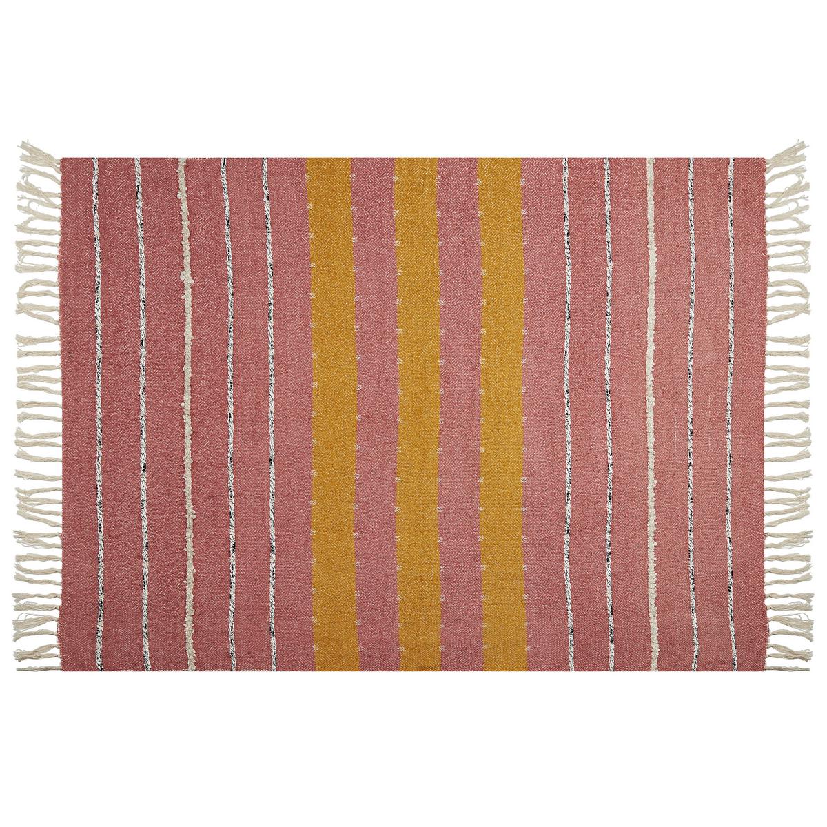 DECKE Hellrot Naikhu 130/170 cm - Hellrot, Naturmaterialien/Textil (130/170cm) - Beliani