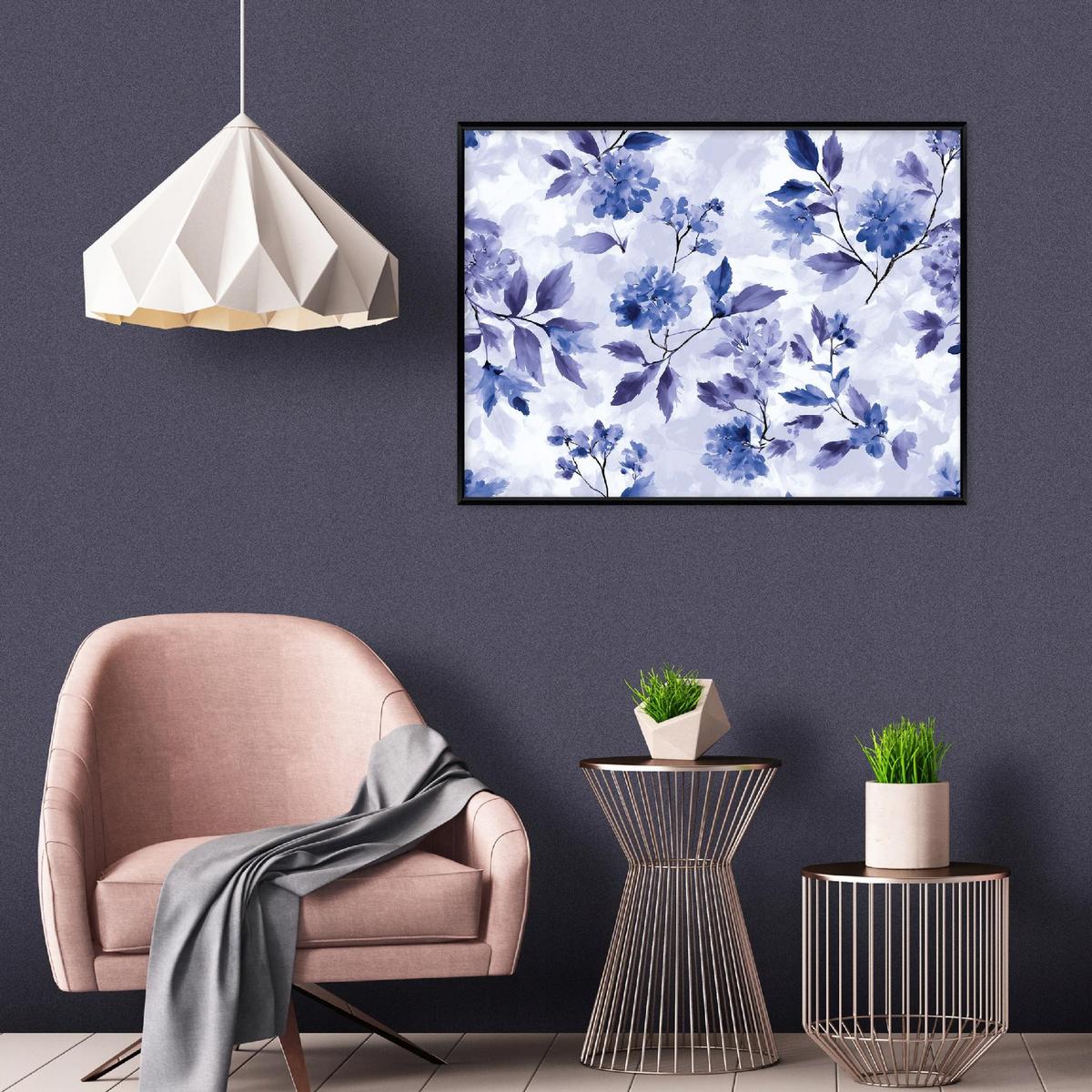BILDER mit Rahmen Blumen Blätter Lila 100x70 cm - Multicolor, Holzwerkstoff (100/70cm) - Wallarena