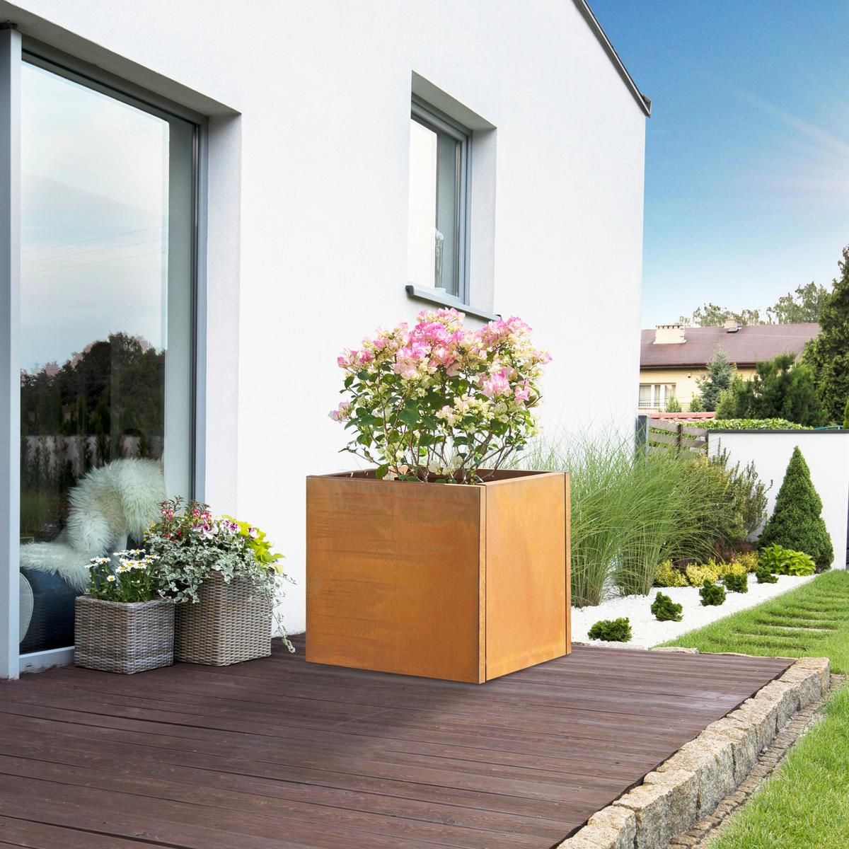 PFLANZKÜBEL Vaargel - Rostfarben, Metall (50/50/50cm) - casa.pro