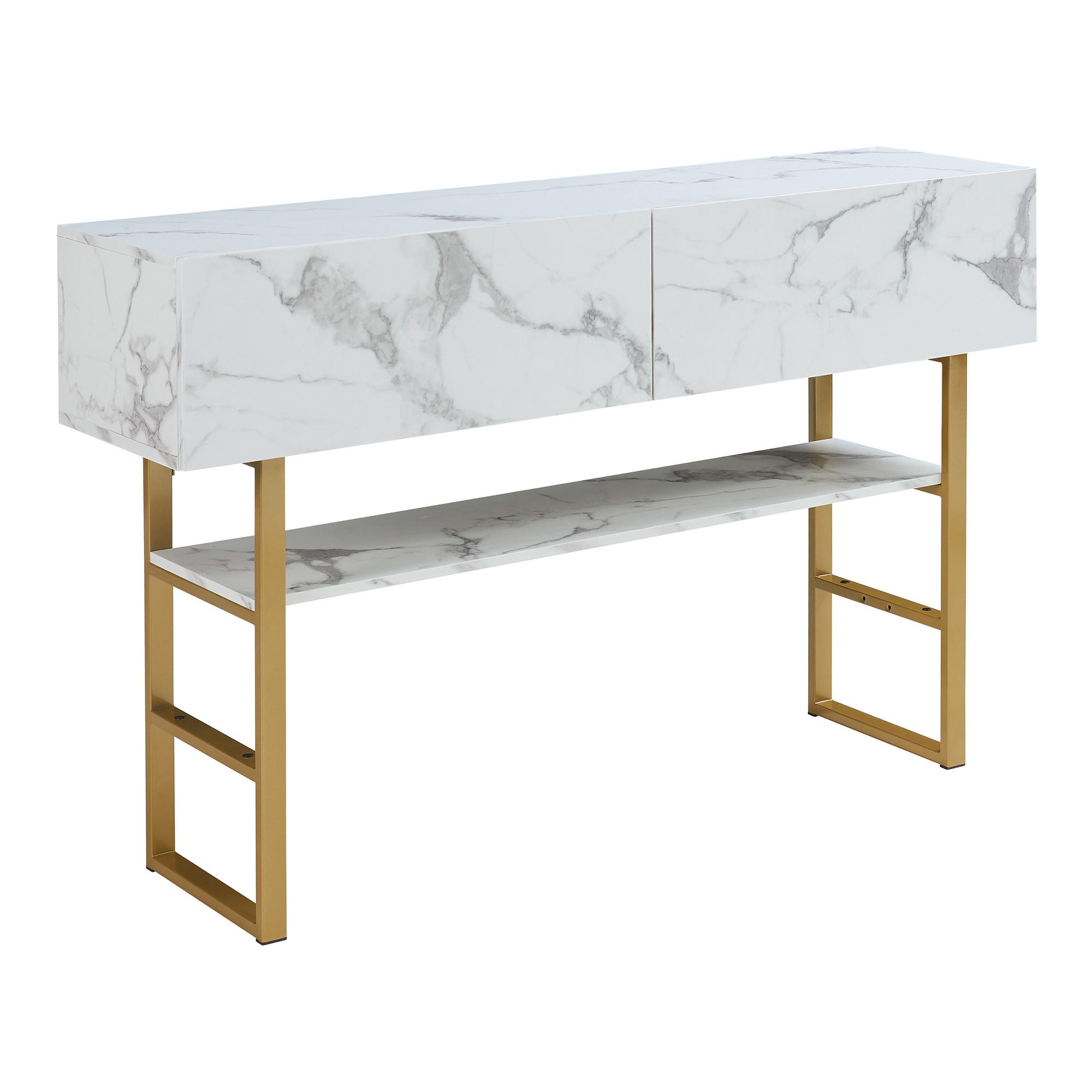 KONSOLENTISCH Varberg - Weiß, Holzwerkstoff/Metall (30/120/75cm) - [en.casa]