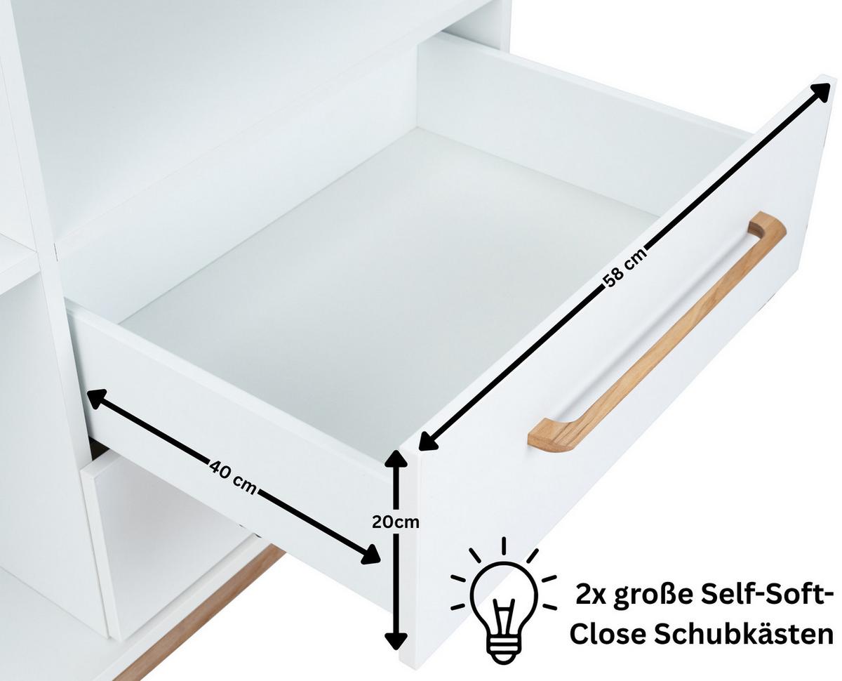 STANDREGAL Lina Soft-Close und Türdämpfung Weiß/Walnuss - Walnussfarben/Weiß, Holz/Holzwerkstoff (114/166/51cm) - arthur berndt