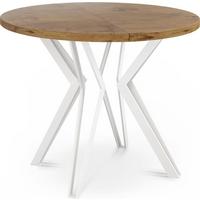 ESSTISCH Austin runder ausziehbarer, Lancelot Eiche 100-180/100/76 cm - Eichefarben/Weiß, Holzwerkstoff/Metall (100/180/76cm) - WFL GROUP