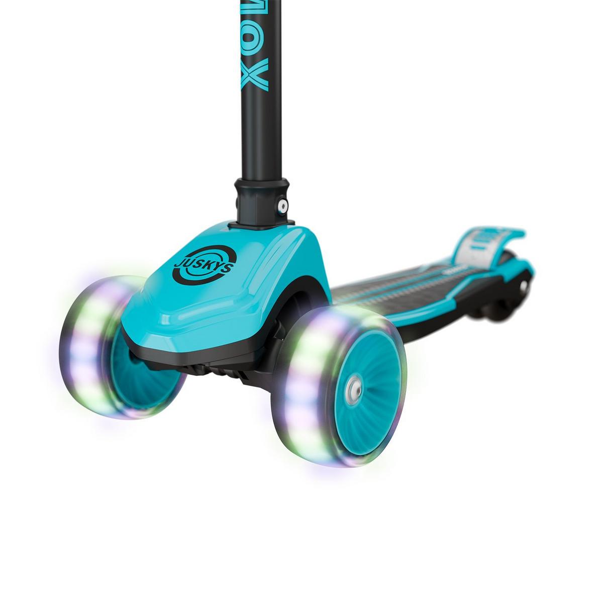 KINDERROLLER Lumox höhenverstellbarer Lenker inkl. Leuchtränder blau - Blau, Metall (28/59cm) - Juskys