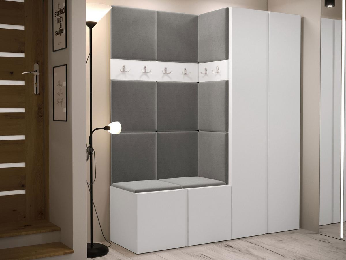 GARDEROBEN-SET Orion III - Weiß/Grau, Holzwerkstoff/Kunststoff (158/186/46cm) - MIRJAN24