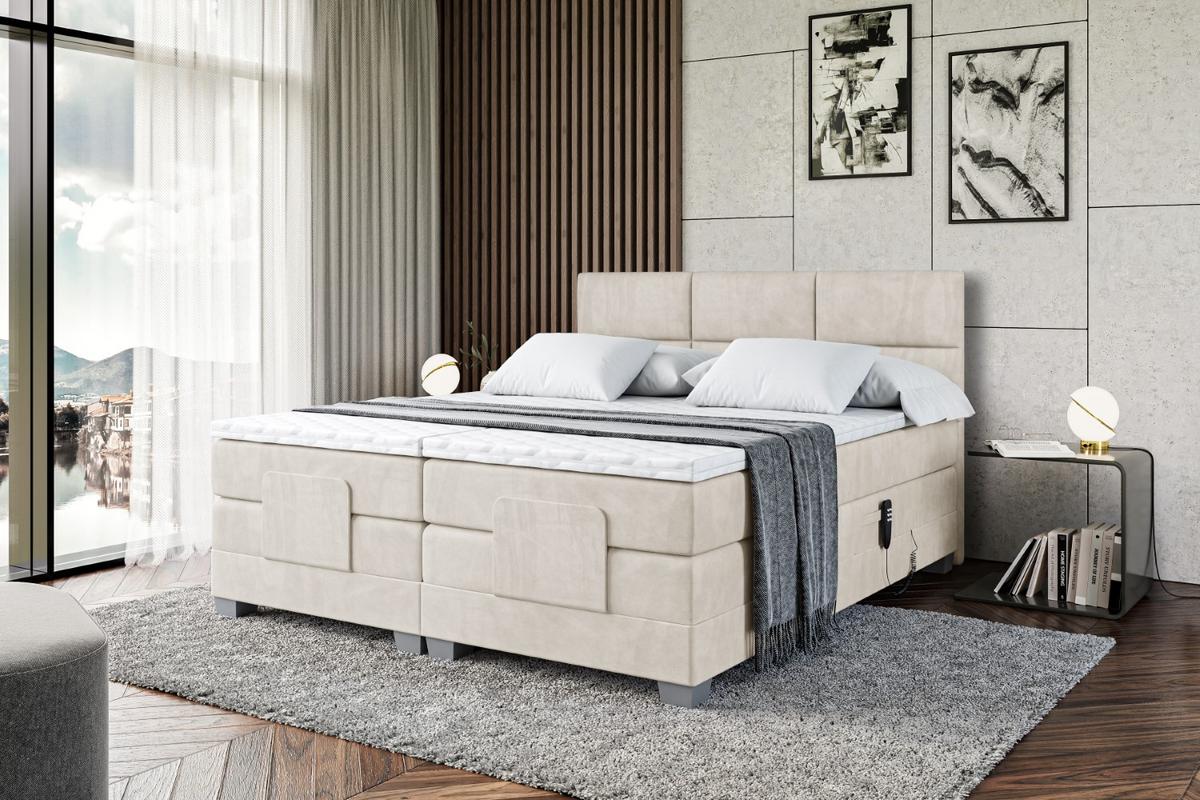 BOXSPRINGBETT elektrisch verstellbar mit 2 Matratzen H4/Taschenfederung PROT EL 180 x 200 Creme - Creme, Holzwerkstoff (187/200cm) - ALTDECOR