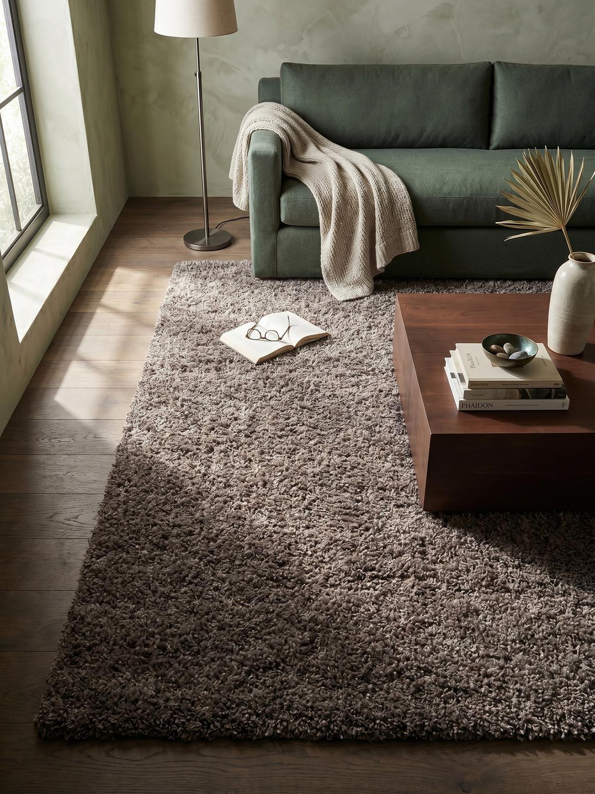 HOCHFLORTEPPICH RHEIN, einfarbig, aus Polypropylen, Taupe, 100 x 200 cm - Braun, Textil (100/200cm) - KADIMA DESIGN