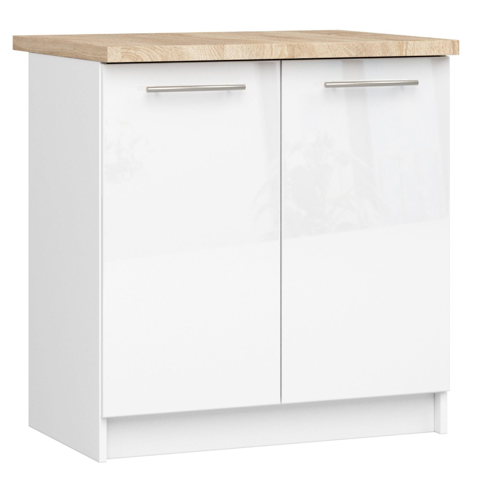 UNTERSCHRANK Weiß, Weiß Glanz 85/80/46 - Weiß Hochglanz/Weiß, Holzwerkstoff (80/85/46cm) - RAUMHIRSCH FURNITURE