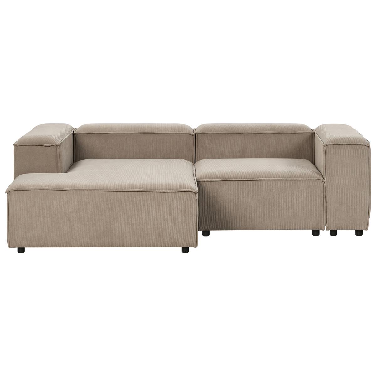 ECKSOFA Modul 3-Sitzer rechtsseitig Hellbraun Cord mit Ottomane Ardal - Hellbraun, Textil (240/180cm) - Beliani