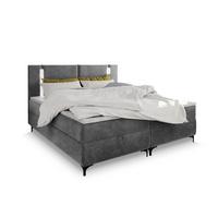 BOXBETT ALBA 180x200 cm mit Matratze und Topper - Hellgrau - Hellgrau, Holz (180/200cm) - MASSENO