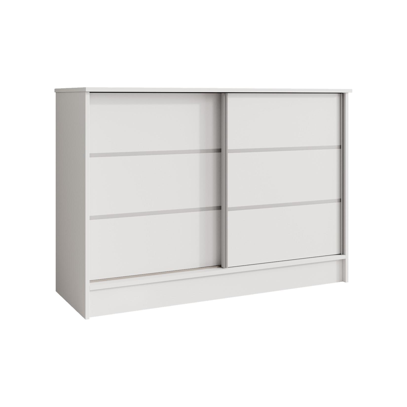 KOMMODE Mirela mit 2 Schiebetüren 120 cm, Weiß - Weiß, Holzwerkstoff (121/85/43.5cm) - Beautysofa
