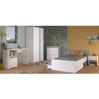 JUGENDZIMMER Set 5-tlg. mit Kleiderschrank Kommode Bett 90x200 - Weiß, Holzwerkstoff (203/182/68cm) - Parisot Meuble