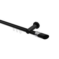 GARDINENSTANGE INNENLAUF Platon Verano 400 cm (geteilt in 2 x 200 cm), 1-läufig, 20 mm Ø Schwarz - Chromfarben/Schwarz, Metall (400cm) - INTERDECO
