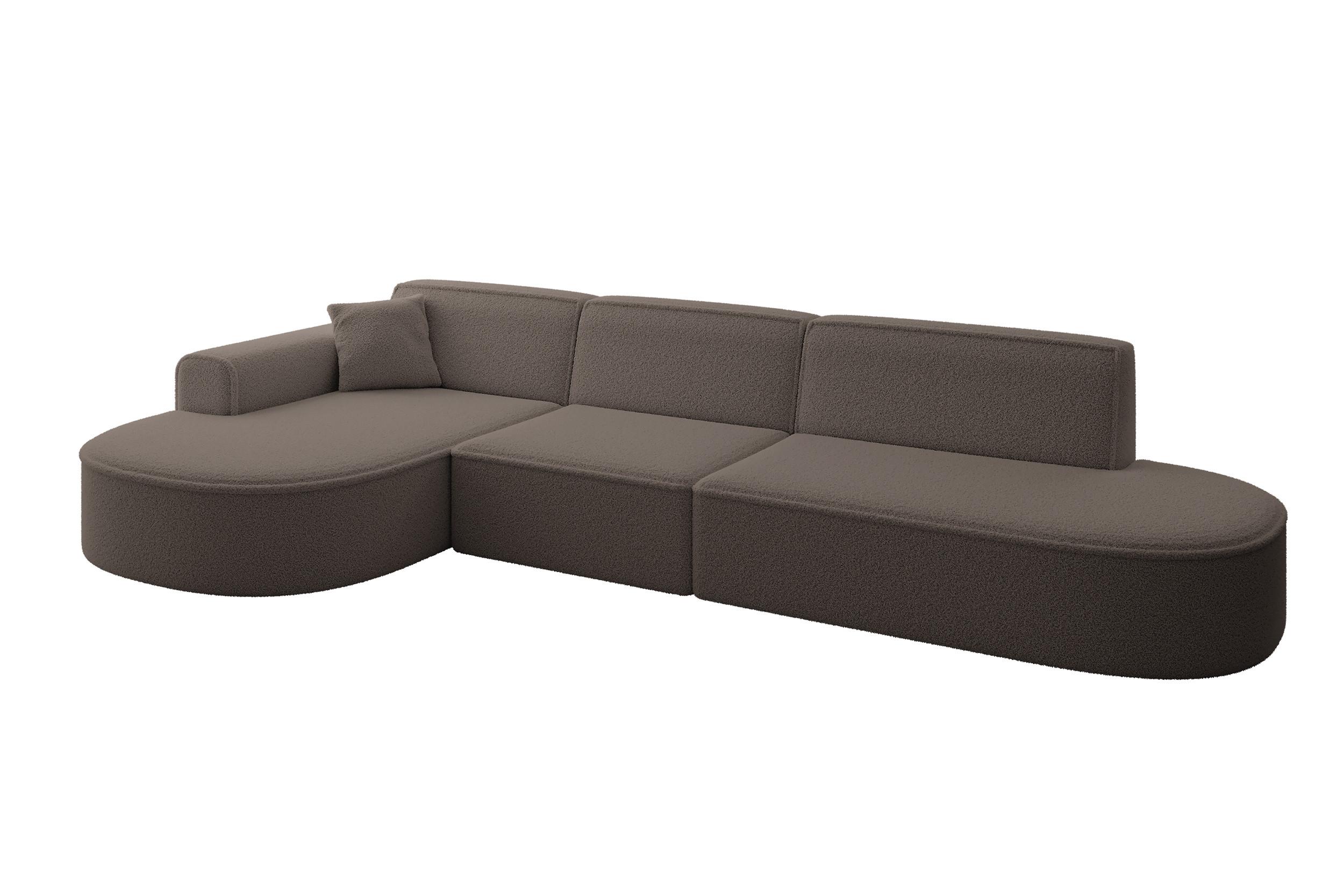 ECKSOFA Ottomane Links MARI-L2 - 328x171x79 cm Braun Bouclé - Schwarz/Braun, Holzwerkstoff/Kunststoff (328/171cm) - ALTDECOR