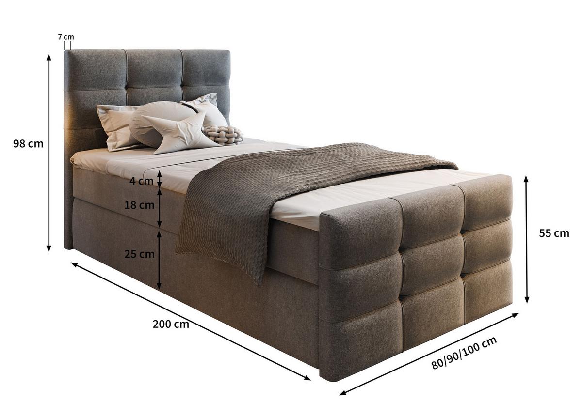 BOXBETT AMON 100 100x200 cm mit Matratze und Topper - Beige - Beige, Holz (100/200cm) - MASSENO