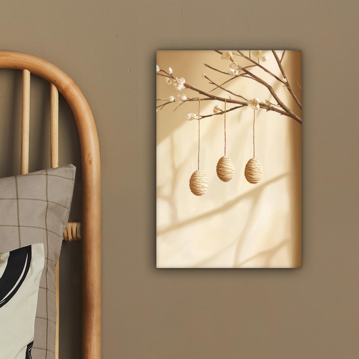 LEINWANDBILD Beige - Osterkuchen - Eier Deko Wohnzimmer 20x30 cm - Beige, Textil (20/30cm) - MuchoWow