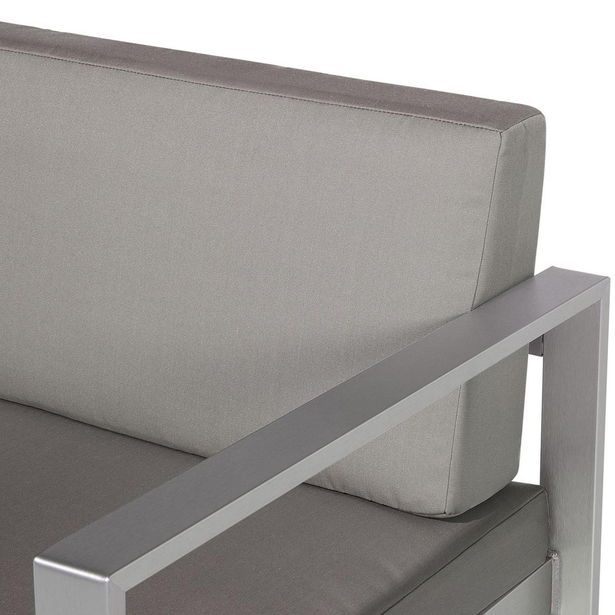 GARTENSOFA Aluminium 2-Sitzer Auflagen dunkelgrau Salerno - Dunkelgrau, Metall (142/80/70cm) - Beliani