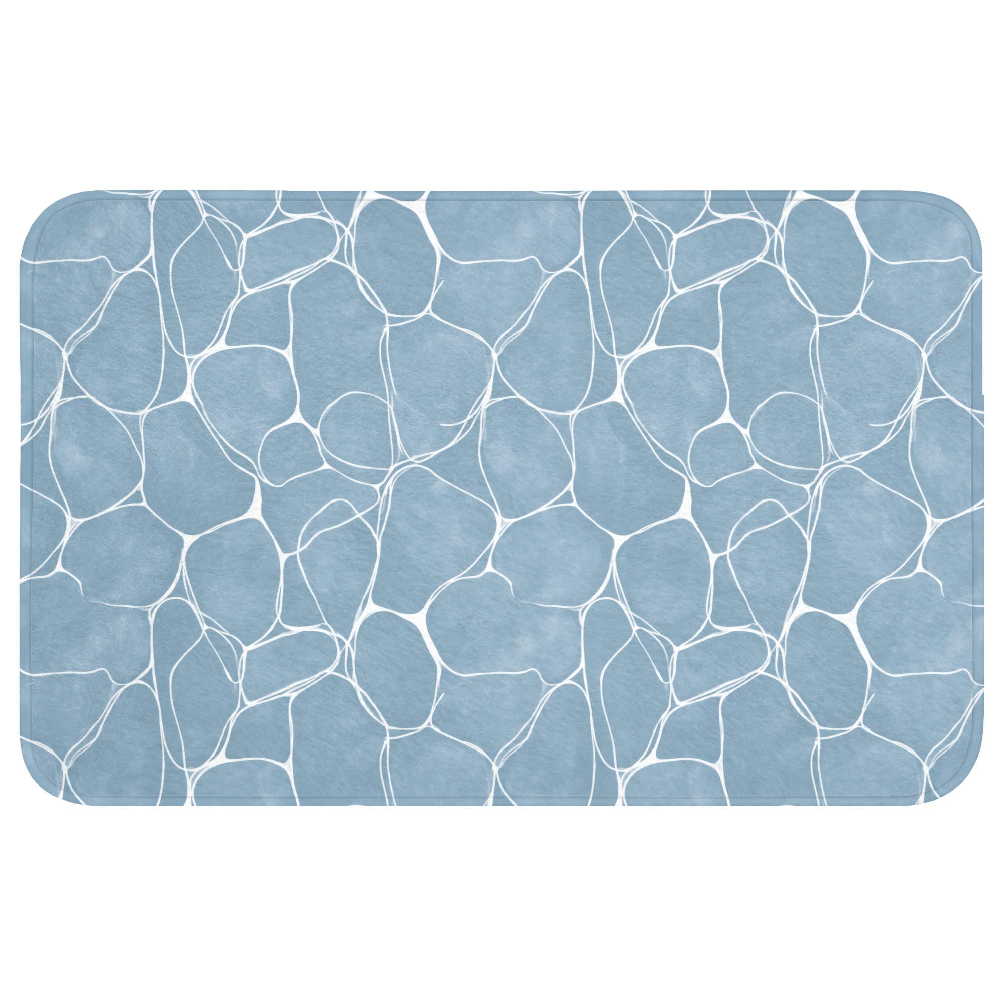 BADEMATTE Organisch - Muster - Blau Badvorleger 80x50 cm - Hellblau, Textil (80/50cm) - OnlyWow