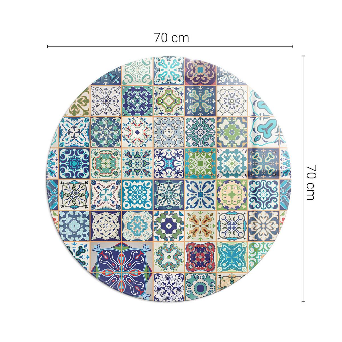 GLASPLATTE für Kamin Ø 70 cm - Blau, Glas (70/70/0.4cm) - TULUP