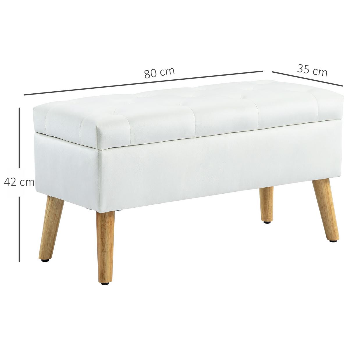 TRUHENBANK Samtoptik Weiß - Weiß, Kunststoff (35/40/80cm) - HOMCOM