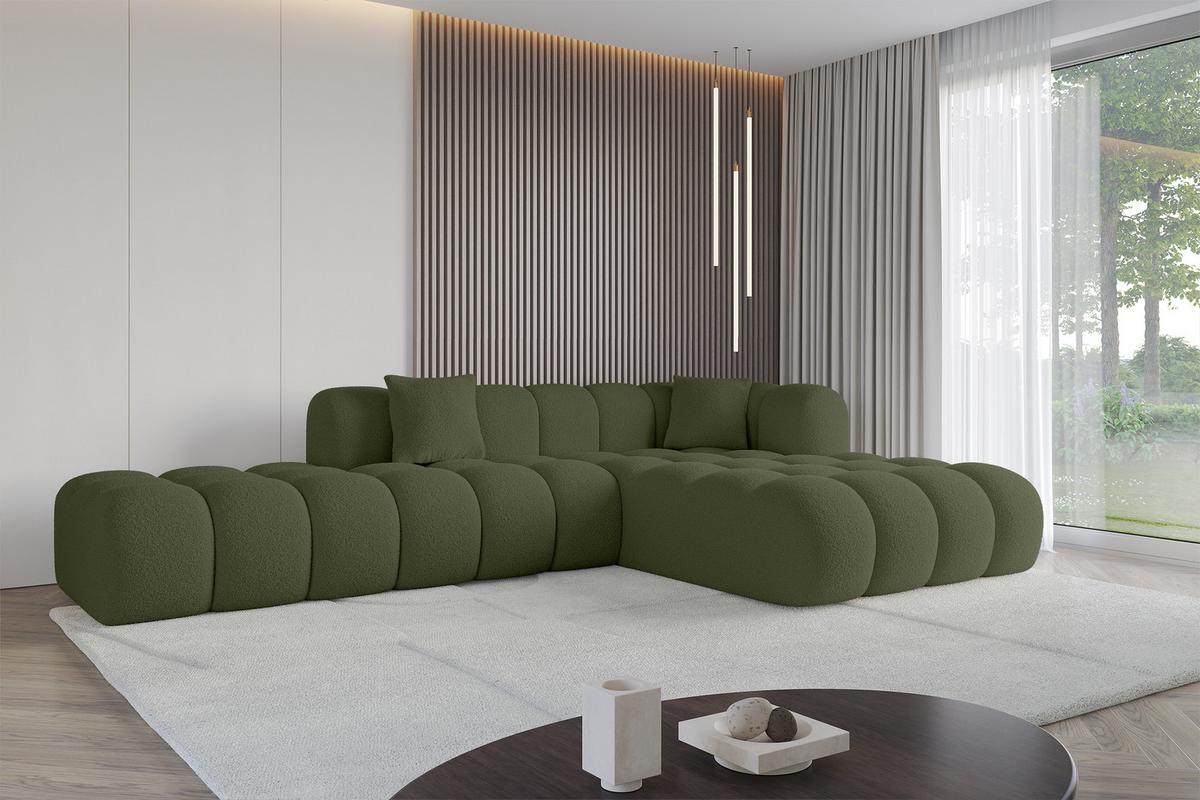 ECKSOFA Ottomane Rechts OLEA-L2 - 289x176x71 cm Grün - Platinfarben/Schwarz, Holzwerkstoff/Kunststoff (289/176cm) - ALTDECOR