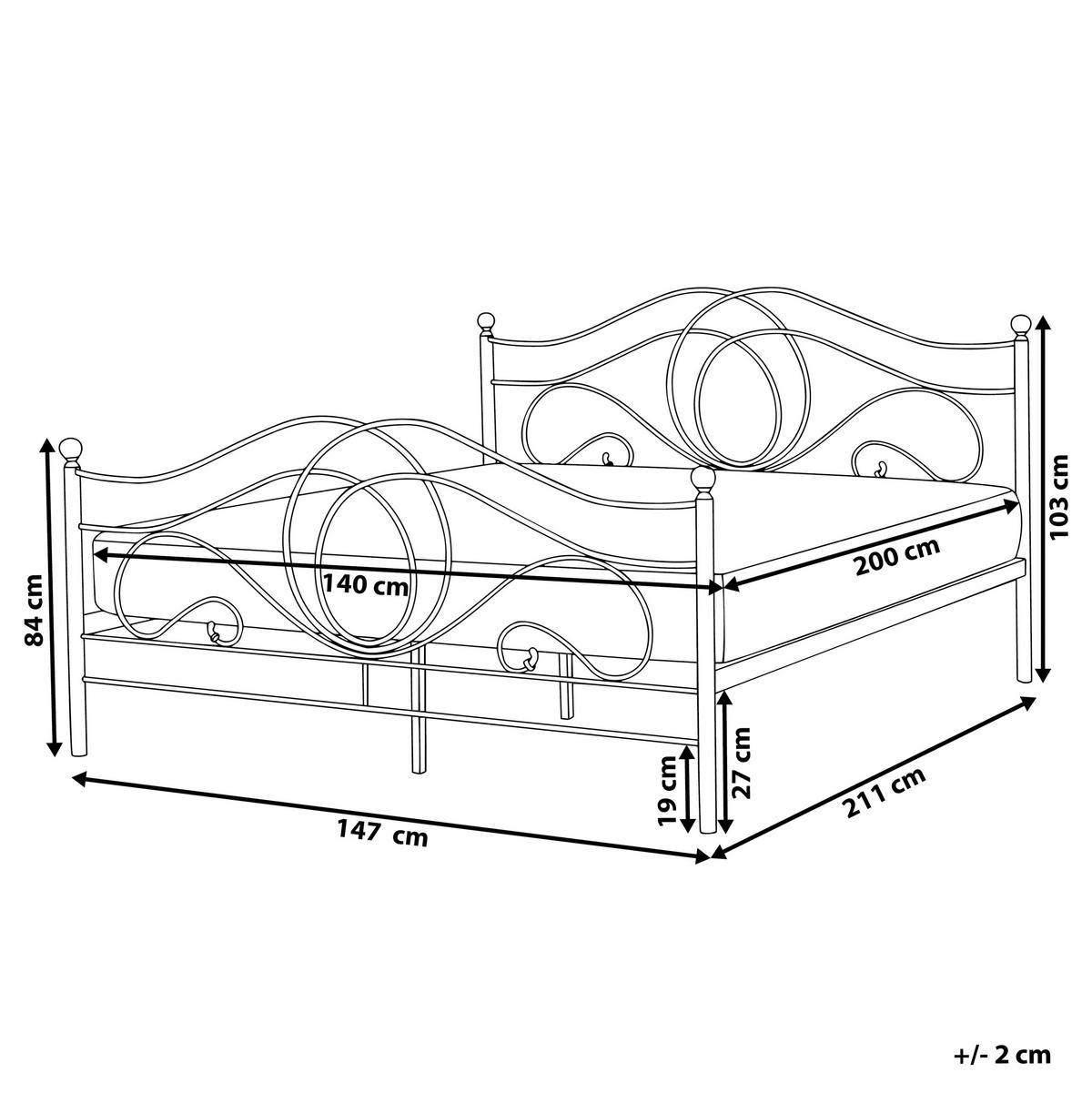 BETT mit Lattenrost 140/200 Stahl Hellbeige Lyra - Beige, Metall (140/200cm) - Beliani