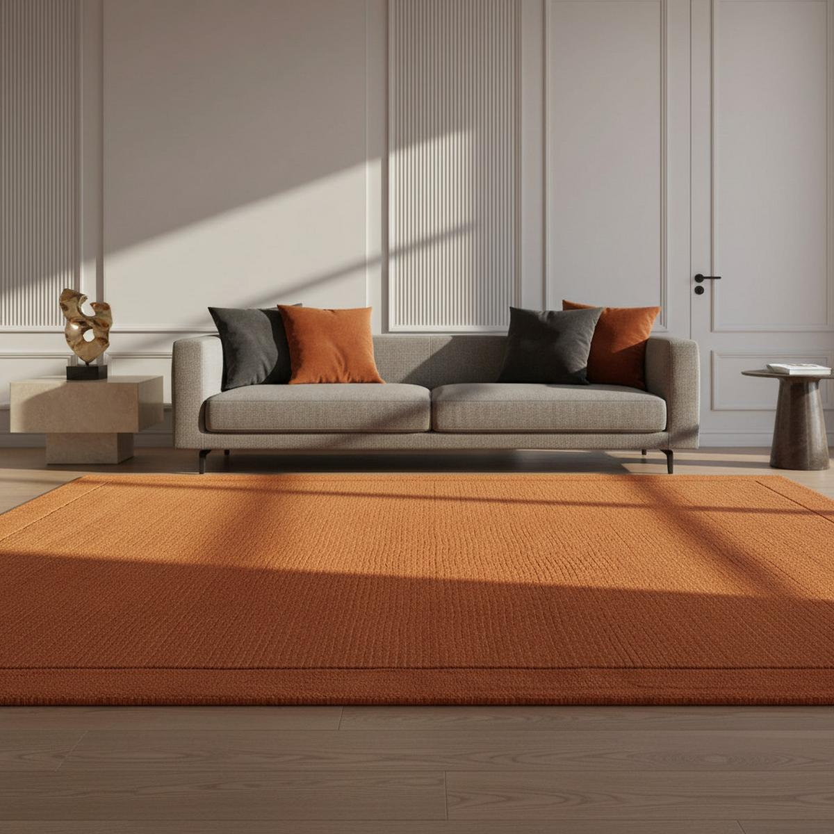 WOLLTEPPICH handgewebt STOW, mit Bordüre, Terrakotta, 120 x 170 cm - Orange, Textil (170/120cm) - KADIMA DESIGN