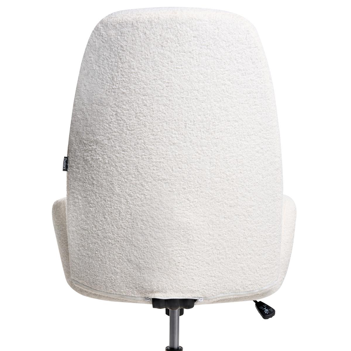 BÜROSTUHL Bouclé Weiß Clare - Weiß, Textil (62/100/64cm) - Beliani
