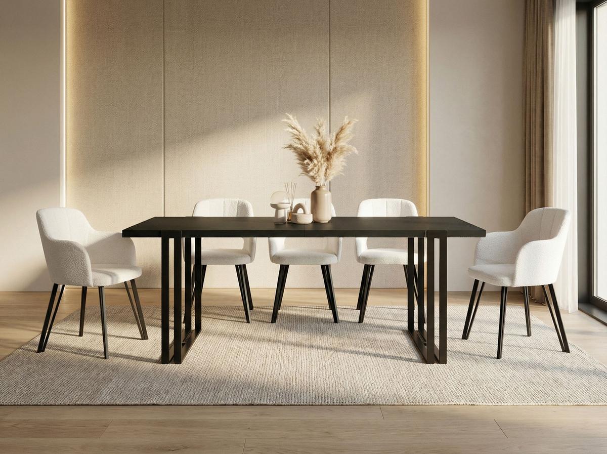ESSTISCH Marco rechteckig ausziehbar, Schwarz 160-260/90/76 cm - Schwarz, Holzwerkstoff/Metall (90/260/76cm) - WFL GROUP