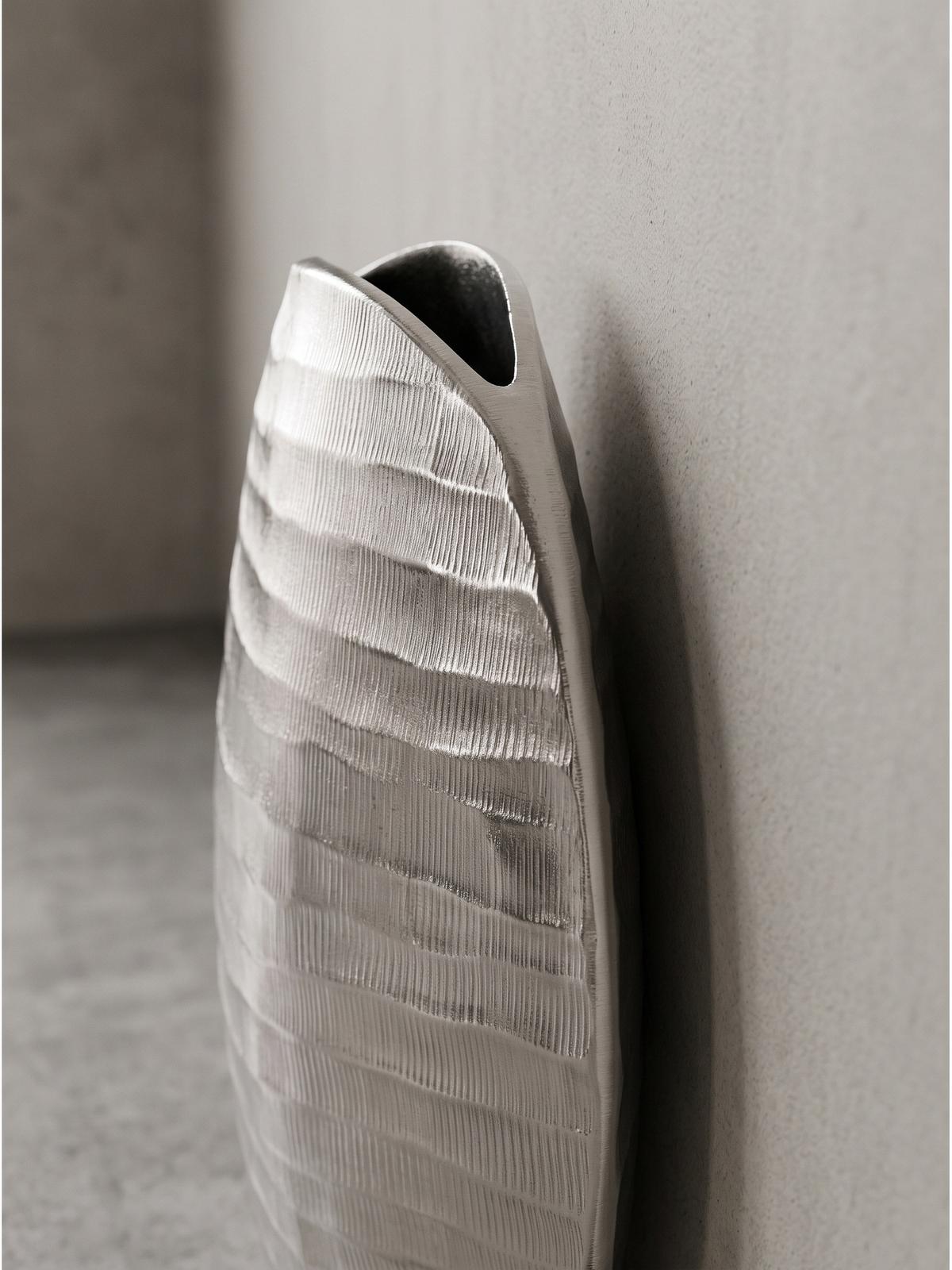 VASEN 2er-Set BERLENGA, Aluminium, handgefertigt, Silber, 26 x 14 x 30,5 cm - Silberfarben, Metall (30.5cm) - KADIMA DESIGN