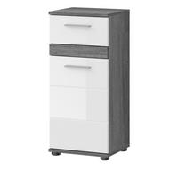 KOMMODE weiß Hochglanz, grau Rauchsilber 35 cm, Badschrank mit Schublade - Weiß Hochglanz/Silberfarben, Holzwerkstoff/Kunststoff (35/79/31cm) - Inn.Furn