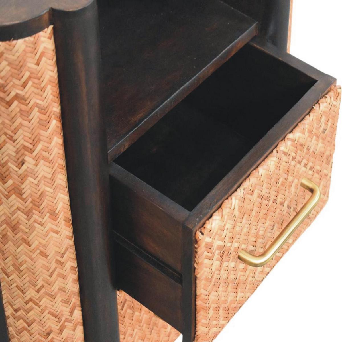 NACHTTISCH mit edlem Samtbezug in Mokka-Finish, 2 Schubladen, 1 offene Ablage, dunkelbraun - Dunkelbraun, Holz (50/60/40cm) - Artisan Furniture
